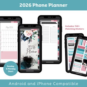 2026 Phone Planner, Digital Android Phone Planner, Goodnotes Planner, Daily Hyperlinked Planner (Digital Download)
