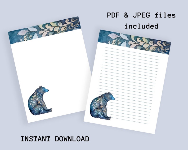 Bear Stationary Printable Page Border Writing Paper With Lines - Etsy