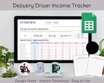 Inkomstentracker bezorger: kilometer- en onkostenlogboek (Google-spreadsheet)