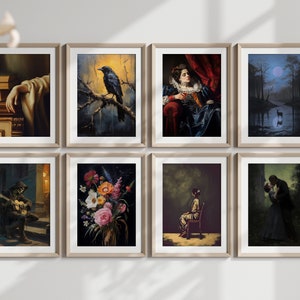Dark Academia Digital Print Bundle Dark Academia Wall Decor Vintage Oil Painting Digital Print set Dark Academia Wall Art Decor