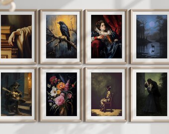 Dark Academia Digital Print Bundle Dark Academia Wall Decor Vintage Oil Painting Digital Print set Dark Academia Wall Art Decor