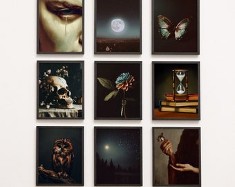 Dark Academia bundle wall art decor digital print art gift moody art gallery decor