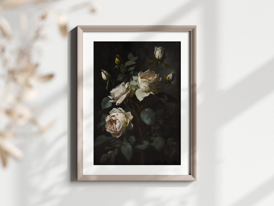 Floral Digital Art Floral Digital Print Moody Digital Print Rose Oil ...