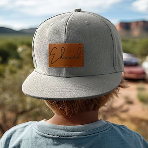 Personlig spädbarnsmössa, anpassad småbarnsmössa, mössa för pappa och son, anpassad babymössa, truckerkeps med lädermärke, barnbasebollkeps, snapback-keps