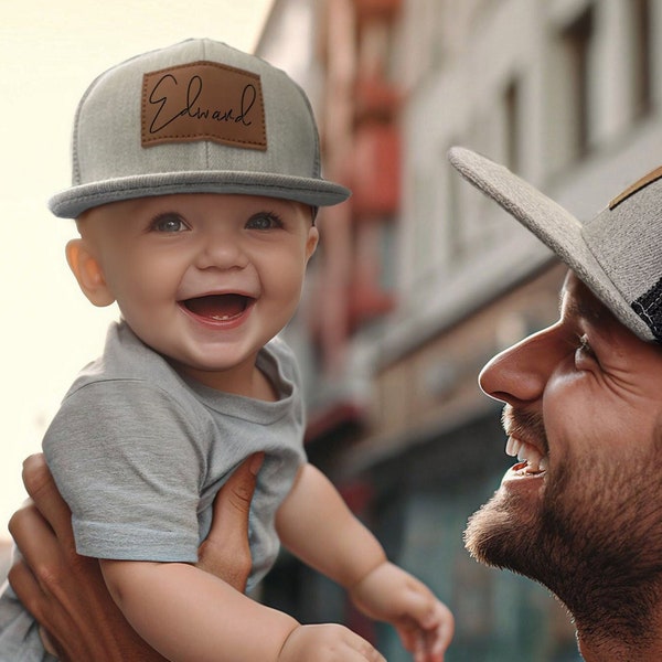 Chapeau personnalisé pour tout-petit, chapeau personnalisé pour bébé, chapeau avec empiècement en cuir, casquette de baseball pour enfants, chapeau emblématique, cadeau pour bébé, chapeau snapback pour bébé, chapeau pour jeune