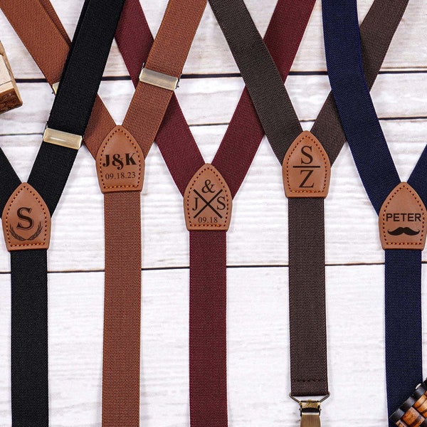 Custom Leather Suspenders,Personalized Suspenders,Suspenders For Men,Groomsmen Suspenders,Groomsman Gift,Wedding Suspenders,Rustic Suspender