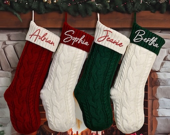 2023 Personalized Christmas Stockings, Family Knitted Christmas Stockings, Custom Christmas Gifts, Embroidered Christmas Stockings With Name