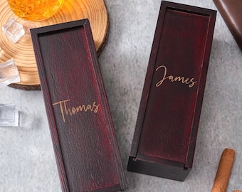Personalisierte Groomsmen Geschenke Box, gravierte Holzkiste für Hochzeit,Zigarre Geschenkbox,kundenspezifische leere Holzkiste,Trauzeugen Vorschlag,Geschenk für Ihn