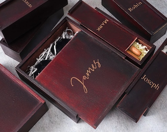 Personalisierte Groomsmen Geschenke Box, gravierte Holzkiste für Hochzeit,Zigarre Geschenkbox,kundenspezifische leere Holzkiste,Trauzeugen Vorschlag,Geschenk für Ihn