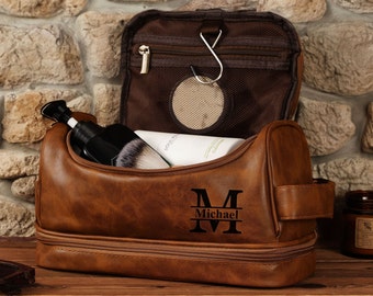 Neceser de cuero personalizado, neceser de cuero, regalo para padrinos de boda, regalo de Navidad para papá, neceser de cuero para hombre, regalo de aniversario