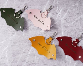 Fledermaus Schlüsselanhänger, Leder Tier Schlüsselanhänger, Leder Auto Schlüsselanhänger, Auto Zubehör, Geschenk für Motorrad-Liebhaber, personalisierte Schlüsselanhänger, Schlüsselanhänger Bag Tag