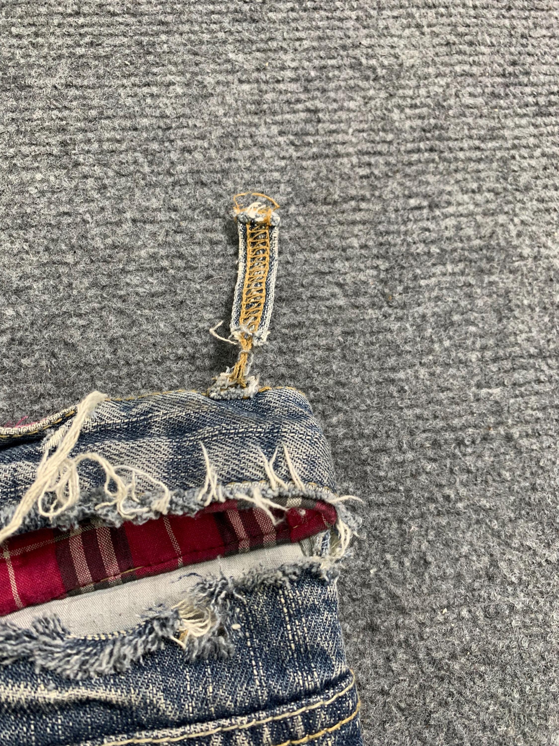 Vintage Early 2000s Patchwork Denim Jeans Distressed Baggy Wide 