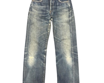 Size 30x33 Vintage 90s Edwin 505SX Selvedge Japanese Brand Sun Faded Blue Light Jeans Mid High Waisted Mom Men Jeans Light Wash Edwin W30