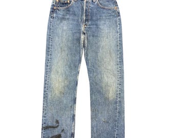 Vintage Levis 517 Jeans: 90s Distressed Light Wash Bootcut (31x28