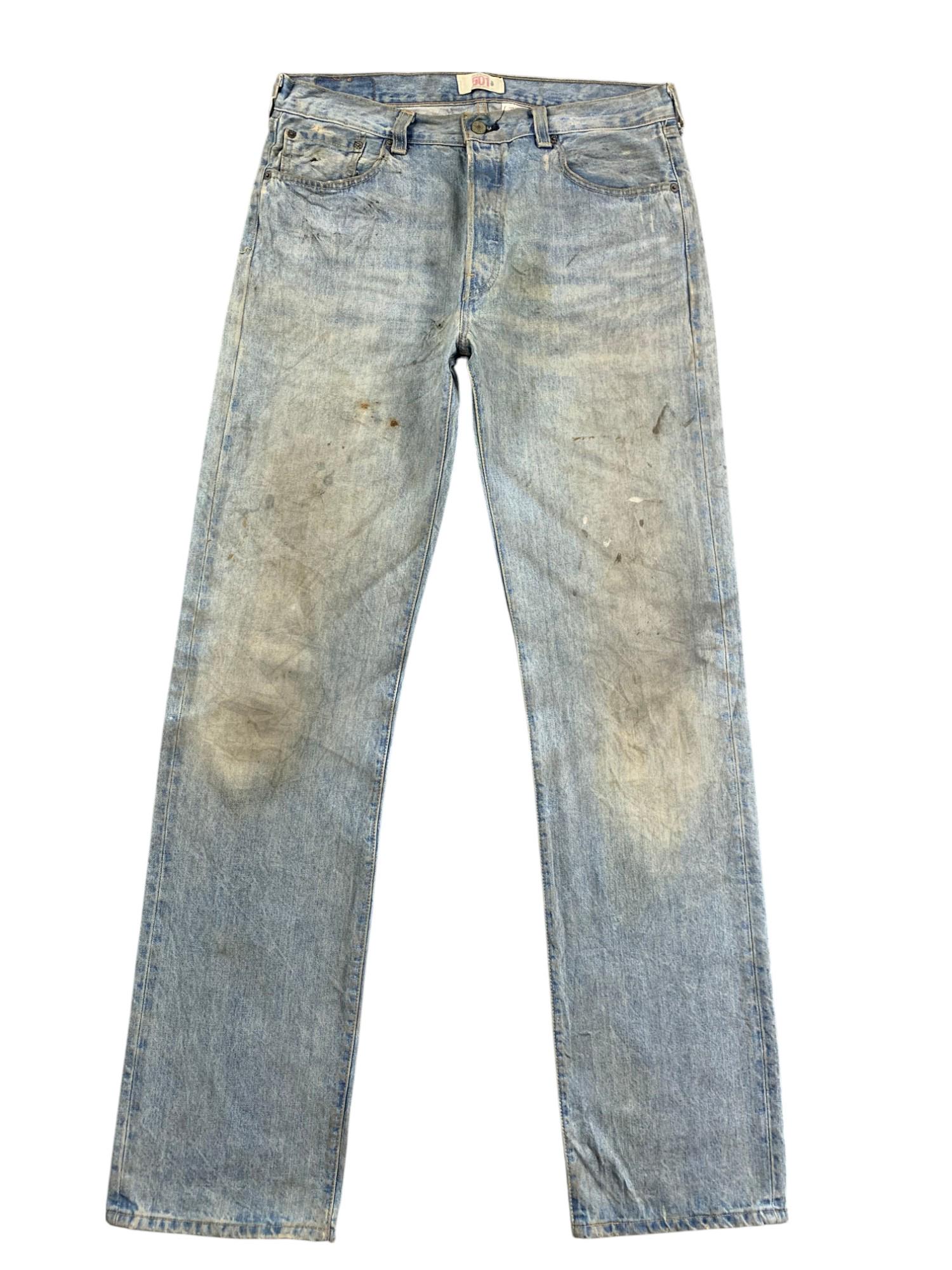 Size 35x36.5 Vintage Levis 501 Early 2000s Light Wash Jeans