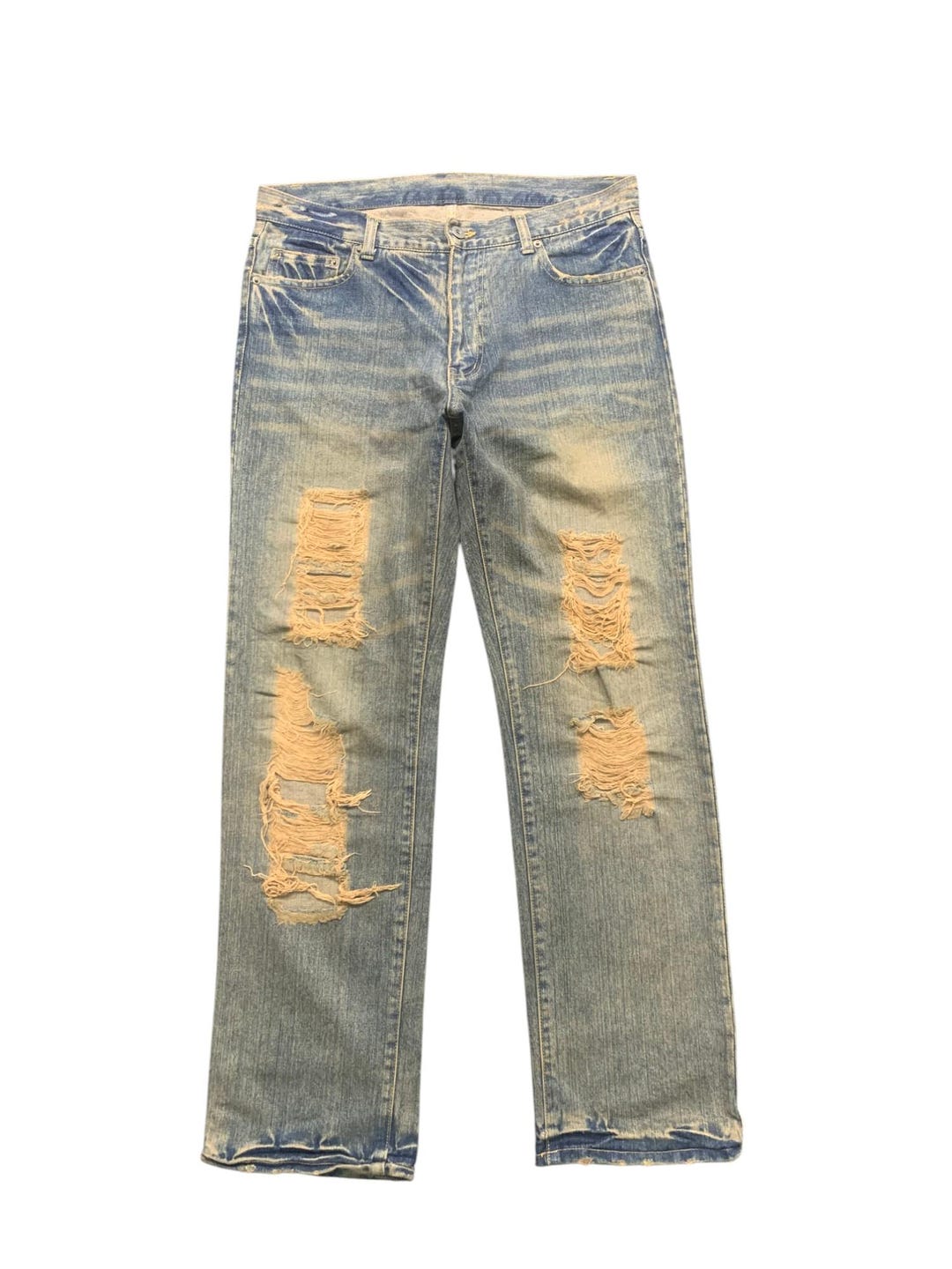 Vintage 2000s Distressed Light Wash Jeans W35 Vintage Y2K Straight