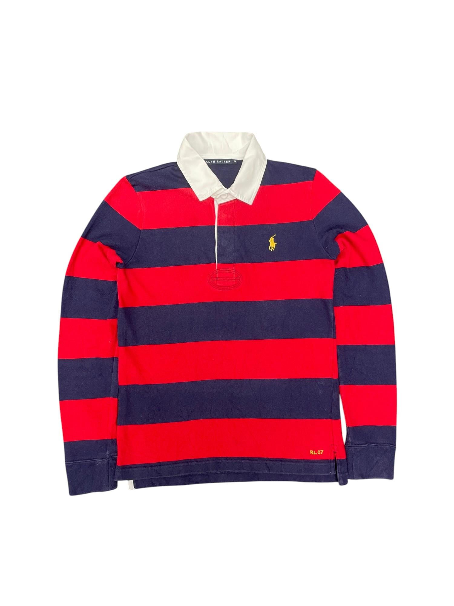 Vintage 90s Polo Ralph Lauren Stripe Rugby Shirt: Casual