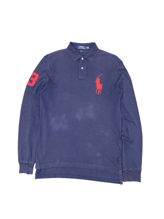 Polo Ralph Lauren Long Sleeve Polo Shirt | Navy Blue Custom Fit