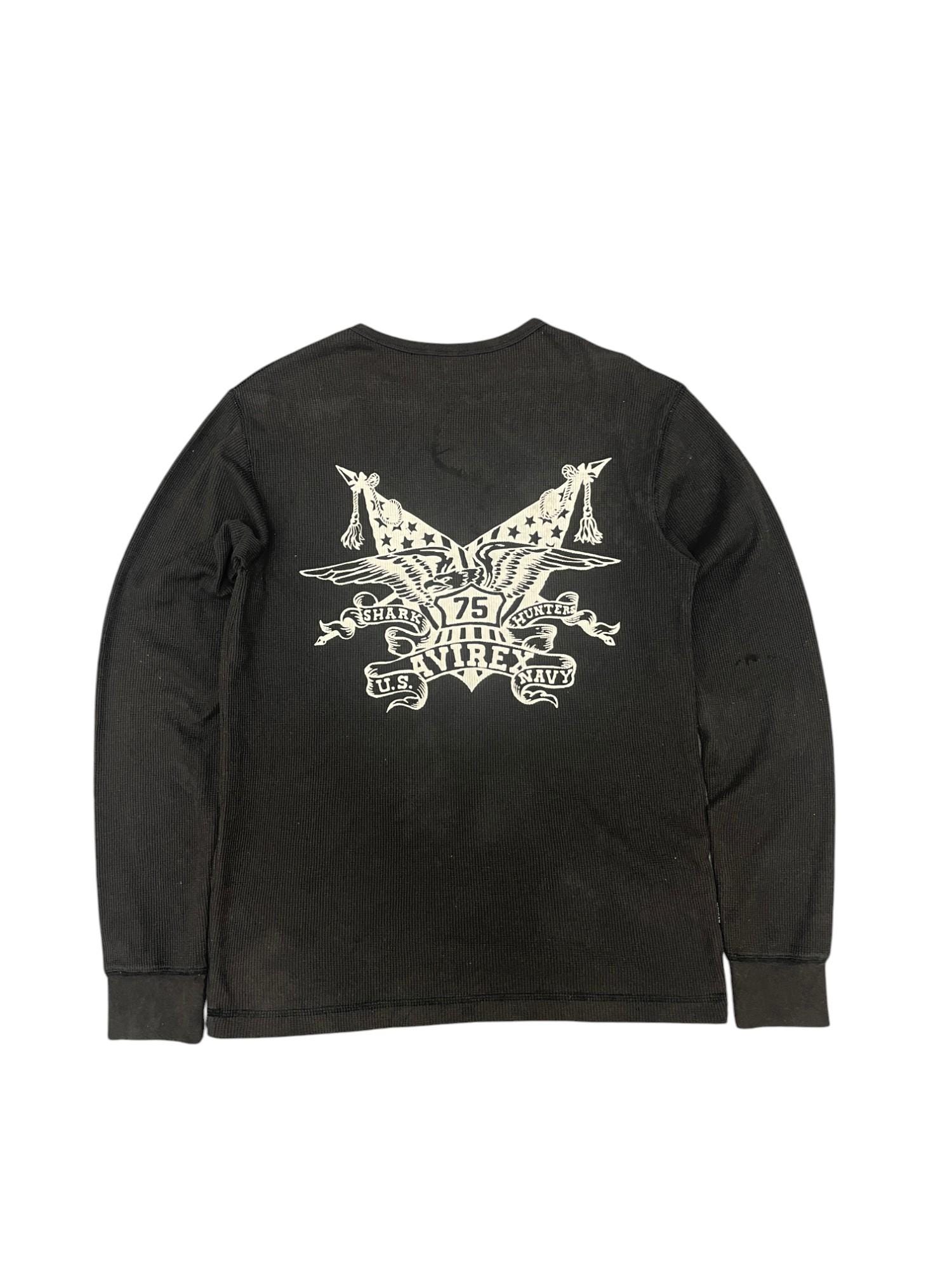Vintage 90s Avirex U.S. Navy Shark Hunter Sweatshirt - Faded Vintage 90s Avirex U.S. Navy Shark Hunter Sweatshirt - Faded