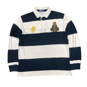 Vintage 90s POLO by Ralph Lauren Red Black Striped L Size LS