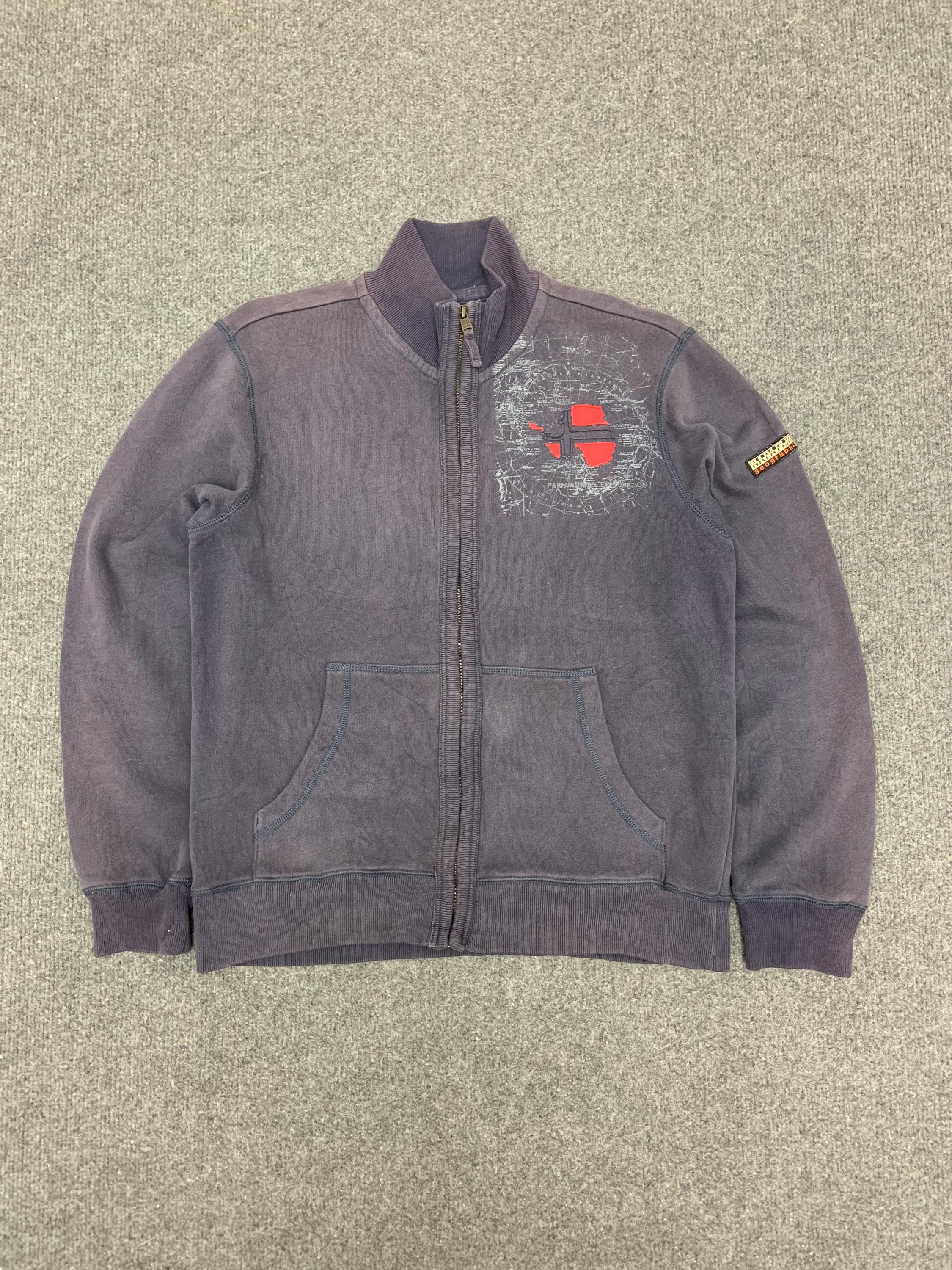 Vintage Napapijri Zip Bomber Jacket - Faded Casual Outdoor Style 