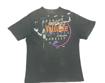 Vintage 90s Nike Sir Charles Barkley MVP Tee, Faded Black