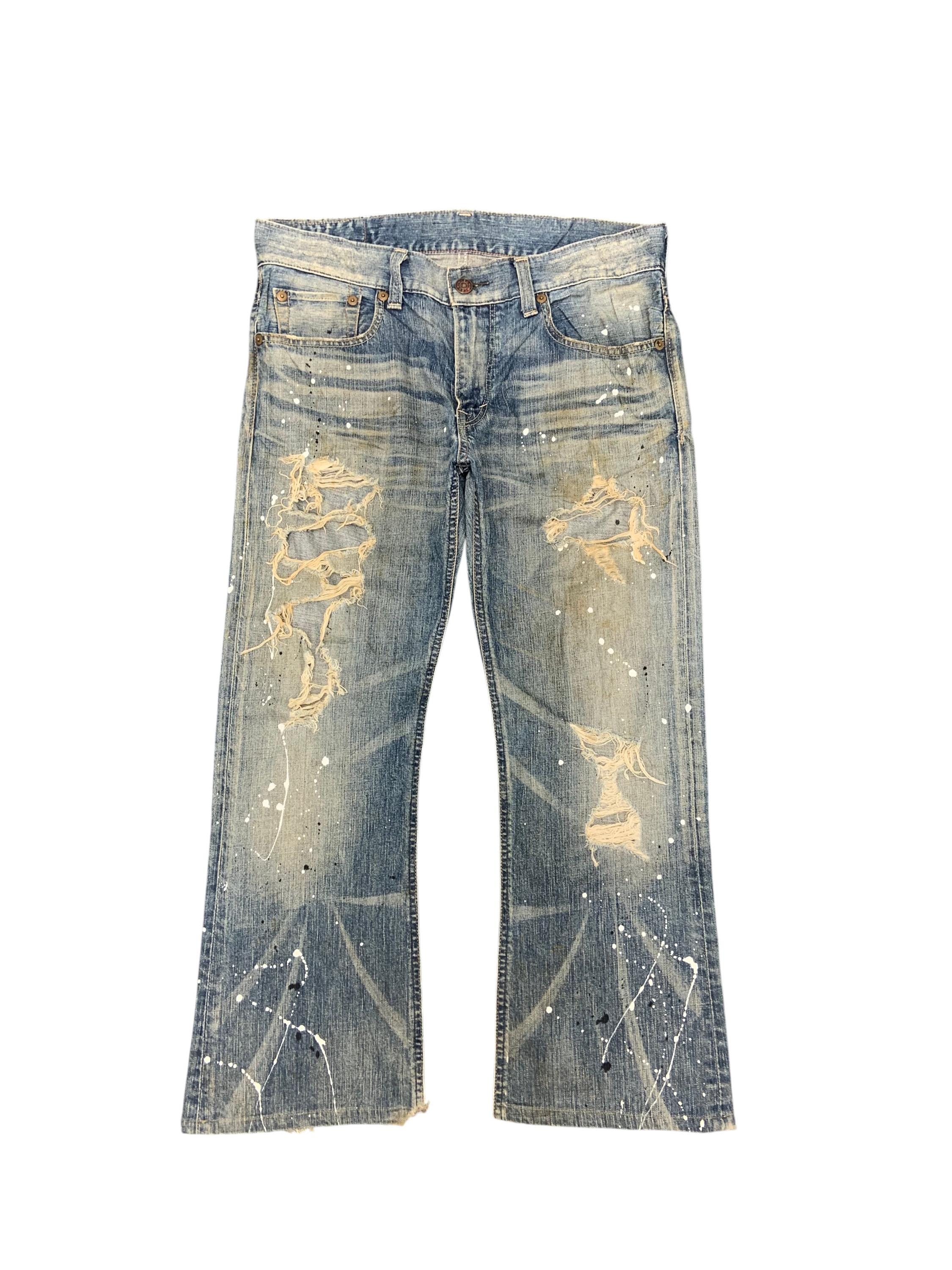 Vintage 2000s Edwin 503 Blue Trip Flared Hippie Bootcut Used Jeans 