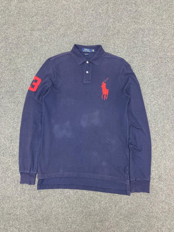 Polo Ralph Lauren Long Sleeve Polo Shirt | Navy Blue Custom Fit