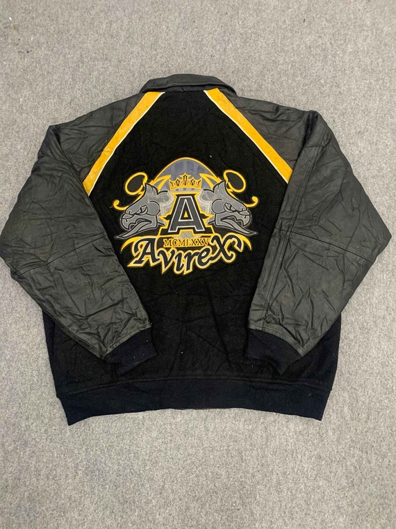 Vintage 90s Avirex Big Logo Sleeve Leather Varsity Jacket