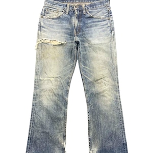 Size 31x28 Vintage Distressed 90s Levis 517 Flared Hippie Bootcut Jeans Mid Waisted Denim Mom 517 Flared Levis Bootcut Light Wash Jeans W31