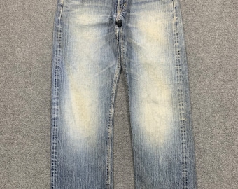 Size 30x31.5 Vintage Edwin Selvedge Japanese Brand Washed Sun Faded Blue Light Jeans Mid High Waisted Mom Men Jeans Light Wash Jeans W30