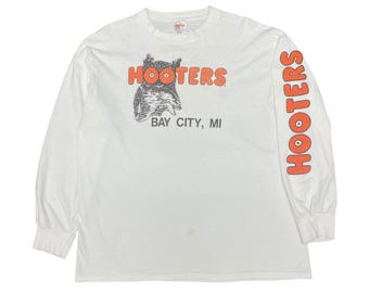 Camiseta de manga larga Hooters vintage de los 90 - Fabricada en EE. UU., talla XL