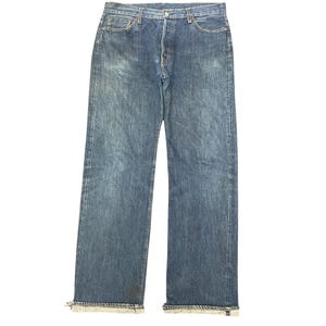 Size 35x33 Vintage Japanese Brand Omnigod Lot 5000 Selvedge Redline Japanese Brand Use Sun Faded Blue Light Jeans High Waisted Men Jeans W35