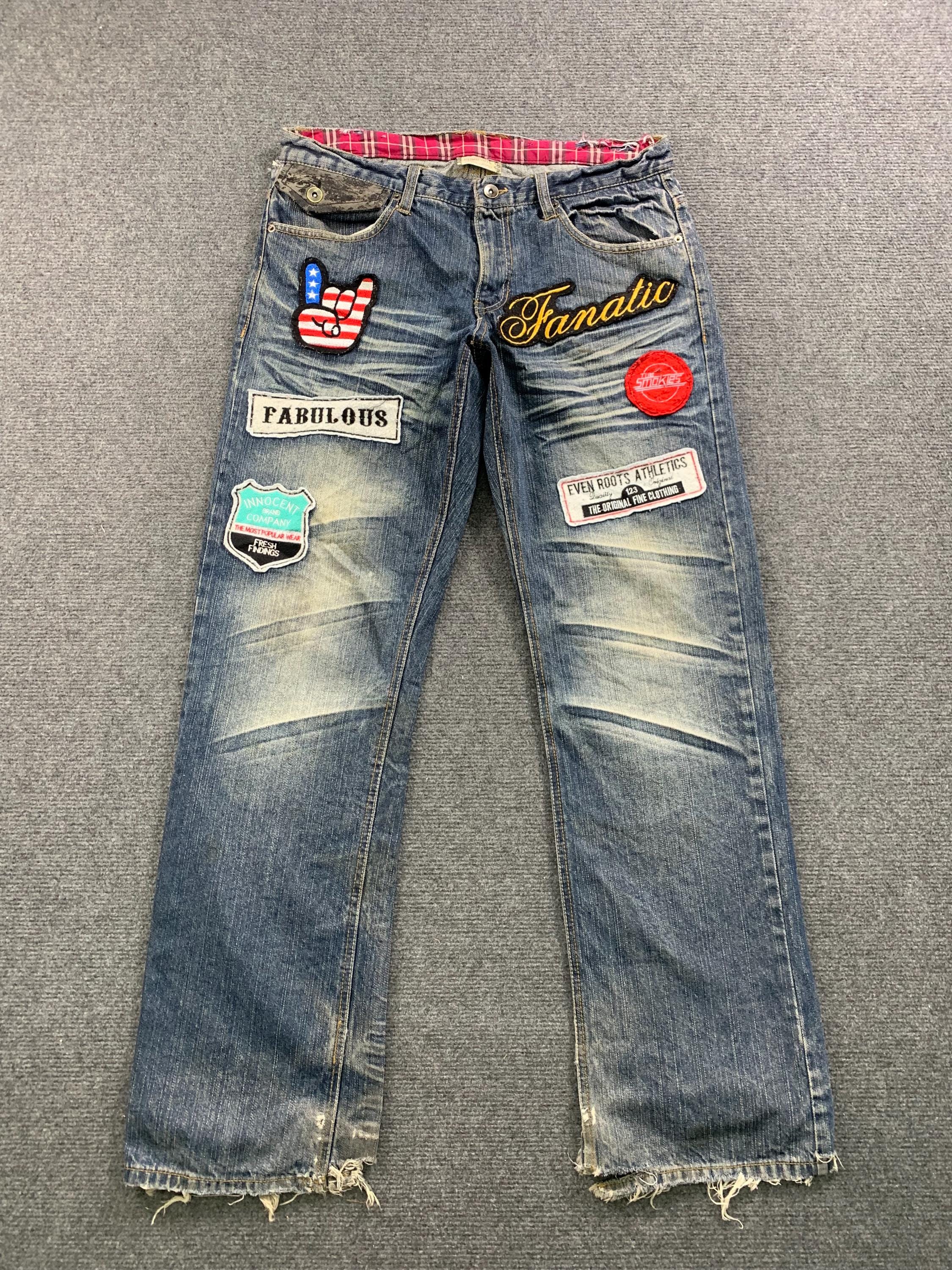 Vintage Early 2000s Patchwork Denim Jeans Distressed Baggy Wide 
