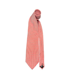 Vintage Giorgio Armani Cravatte Silk Tie Red & White Geometric Square Pattern Made in Italy Luxury Men’s Designer Necktie Suit Accessory