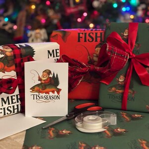 Merry Fishmas Wrapping Paper –Santa Riding (vintage) Gift Wrap, Christmas Paper | Unique Angler Gift Wrap by Hamman Artworks image 10