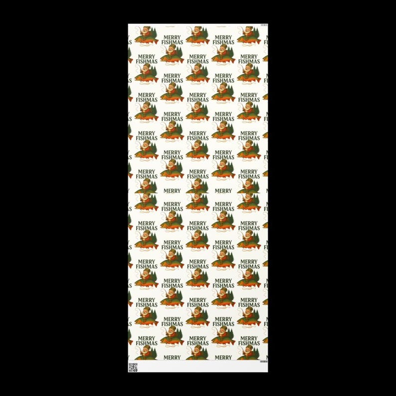 May include: A repeating pattern of a fisherman with a fish and the text "MERRY FISHMAS" in a festive design. The design features a fisherman in a boat with a fish, set against a cream background. The text is in a vintage style.