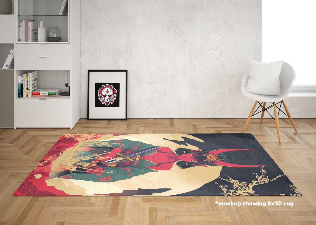 Anime Samurai Girl Edo Era Area Rug - Etsy