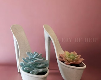 High Heel Pair Planter | Set of 2 | Women's Shoe Flower Pot | Beautiful Succulent Planter | Plant Sculpture | Lady Foot | Vase Statue | Gift