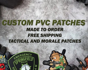 Custom PVC Patches, Made To Order, Hook And Loop Patches, Custom Morale Patch, PVC Patch, Military Patch
