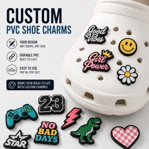 Ciondoli personalizzati in PVC per scarpe - Decorazione per zoccoli - Ciondoli per scarpe per eventi - Prezzo all'ingrosso