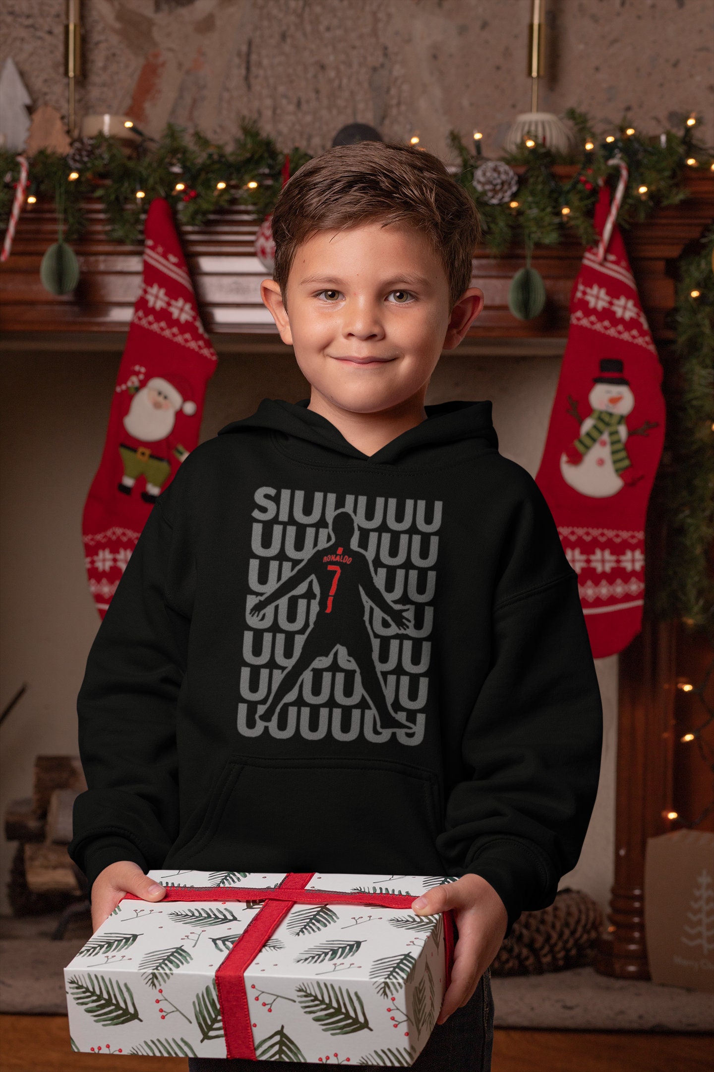 PatiToy Ronaldo Kids Cozy Sports Hoodie Personalized CR7 Fashion Fan Apparel Youth Soccer Hoodie Gift Cristiano Ronaldo Merchandise for Boys