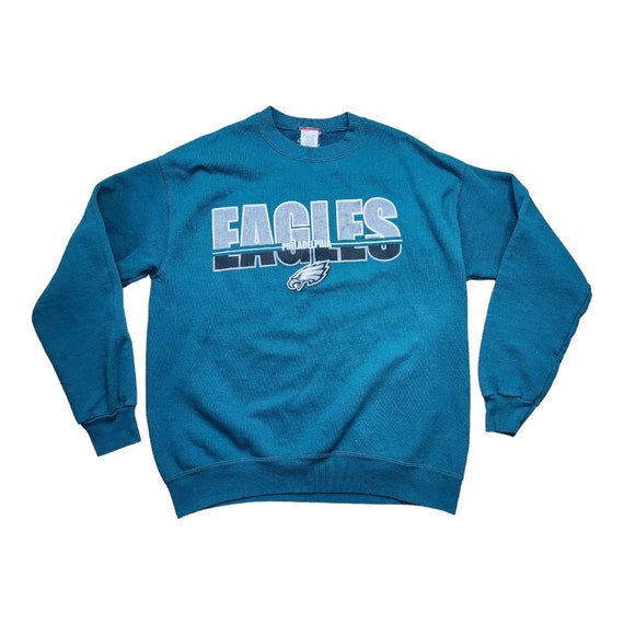 Vintage NFL Philadelphia Eagles Crewneck Sweatshirt Classic Pullover  Turquoise Sport Sweatshirt Sportswear Athletic Streetwear Size Medium