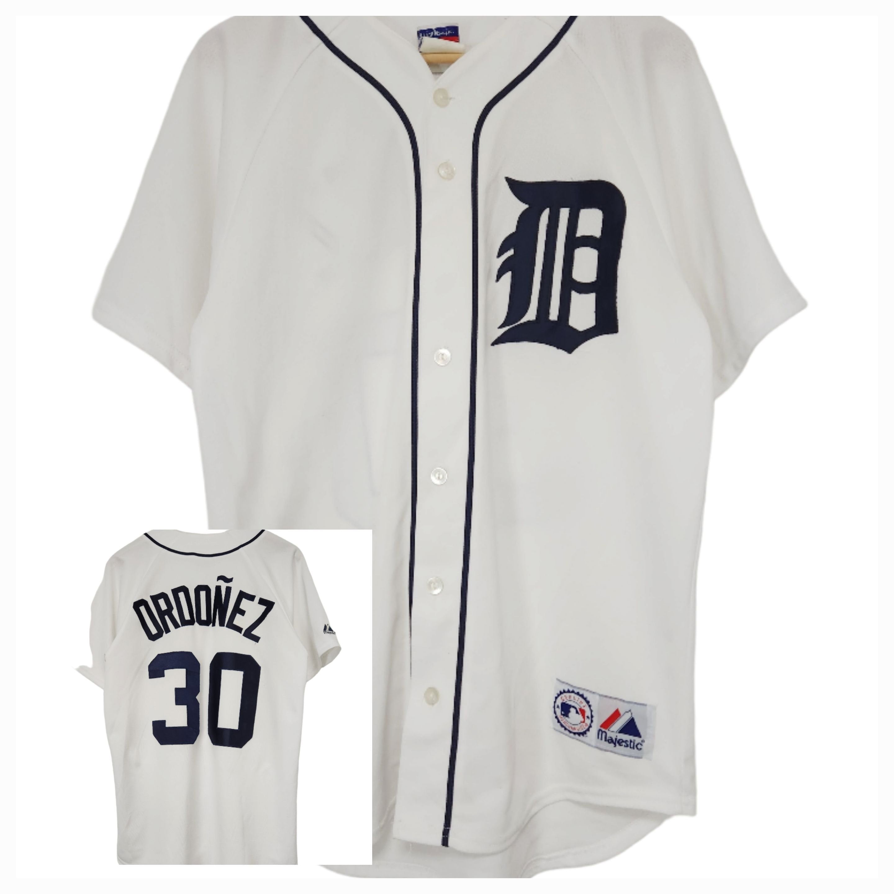 Detroit Tigers Baseball Jersey Mens MLB Button-Front Shirt L Large