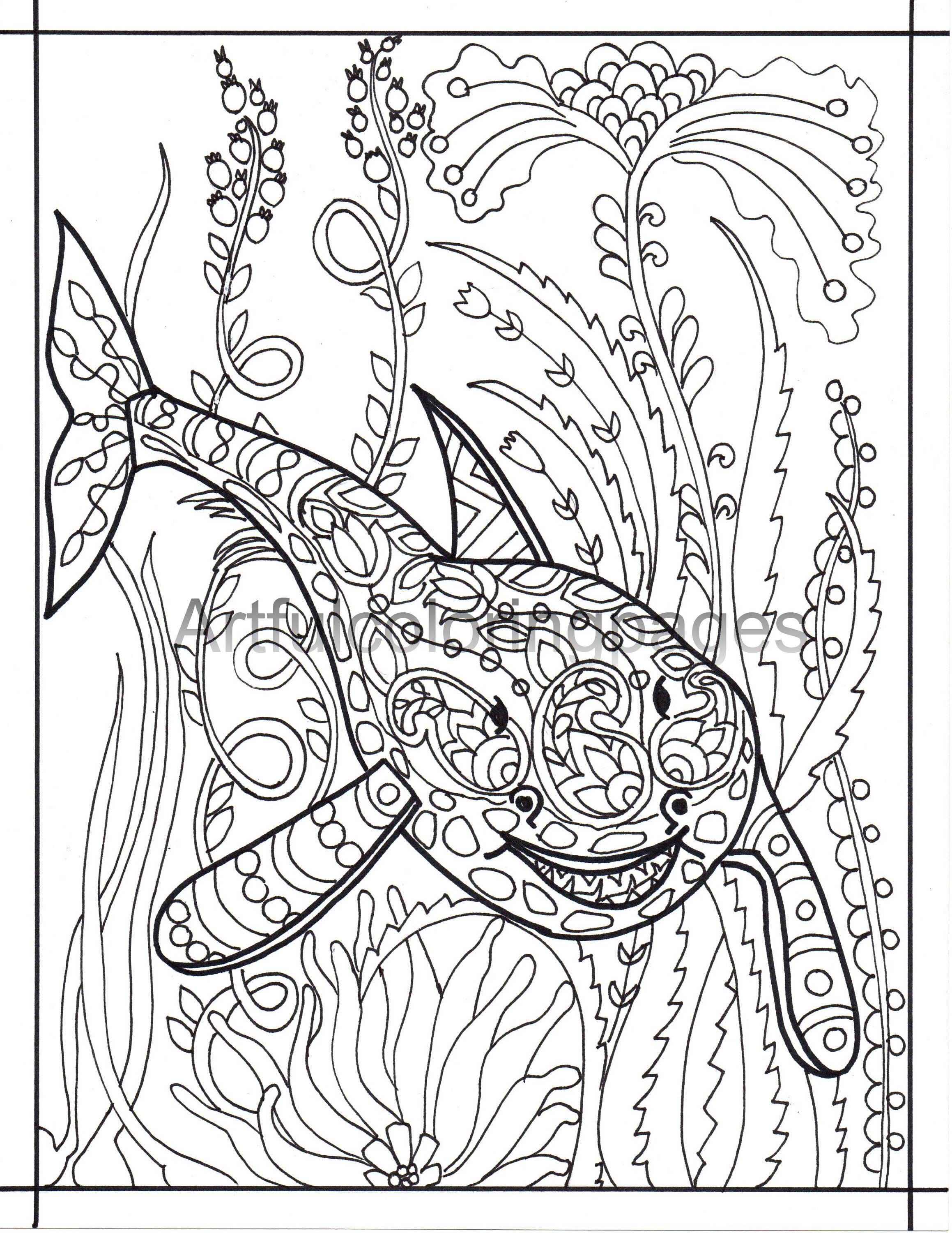 Adult Coloring Pages Shark Coloring Pages Sealife Coloring Pages ...