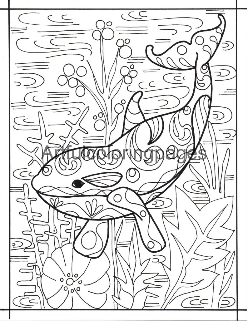 Adult Coloring Pages Orca Coloring Page Marine Coloring - Etsy