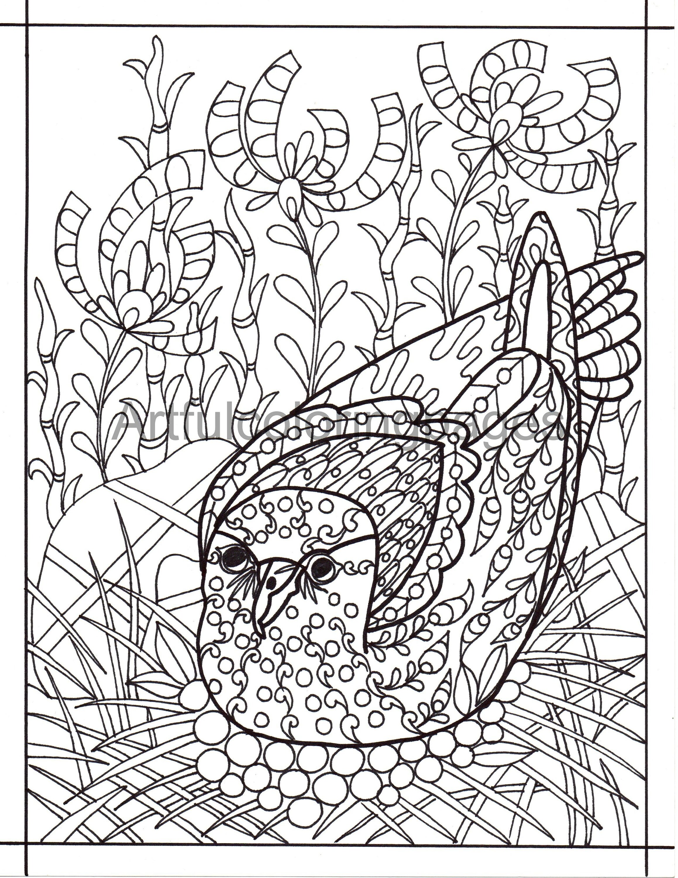 Bird Adult Coloring Pages Printable Adult Coloring Page Nature Adult ...