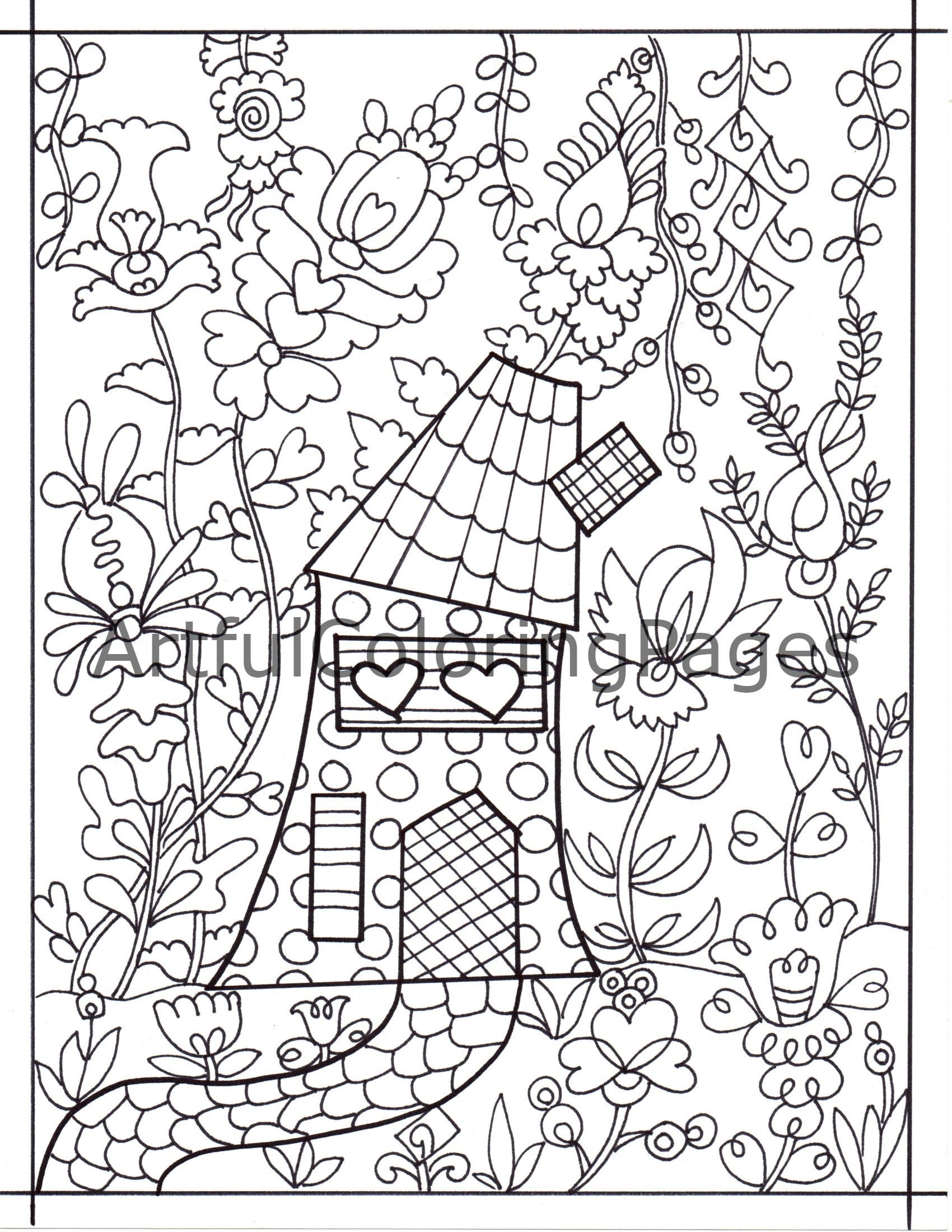 Adult Coloring Pages Houses Coloring Page Scenery Coloring Pages ...