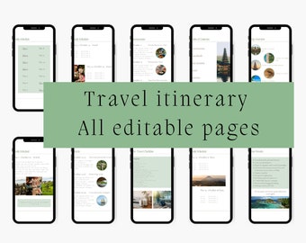 Travel Itinerary Mobile Template, Digital Travel Itinerary, Editable Travel Planner, Travel Agent Trip Planner, Traveling Guide, Travel List