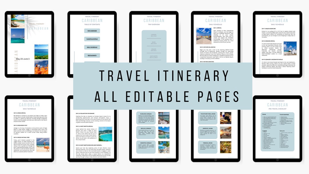 Travel Itinerary Template, Printable Travel Planner, Travel Agent ...